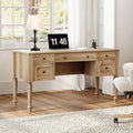 Executive Desk with Charging Station, 5 Drawers, Oak Wood, 55 for Home Office and Study