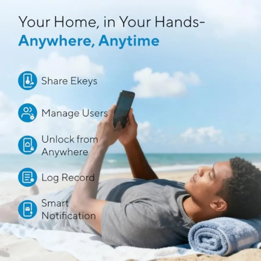 Bolt Smart Lock Built-in Wi-Fi Matter Over Thread Works with Apple Home Alexa Google 7-in-1 Keyless Entry Deadbolt wit