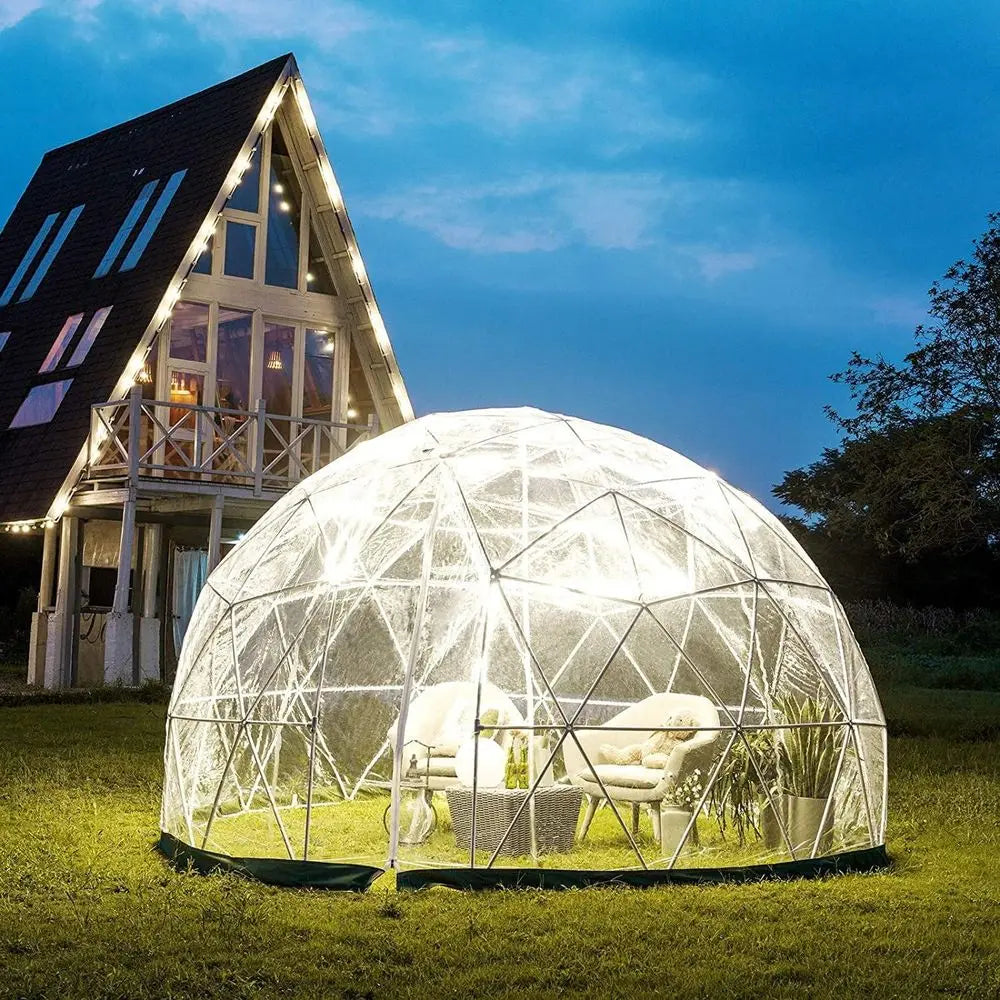 Garden Dome 12FT Clear Tent Outdoor for Garden, Weather Proof Pod Camping Patio Tent for Backyard Canopy Gazebos Screen