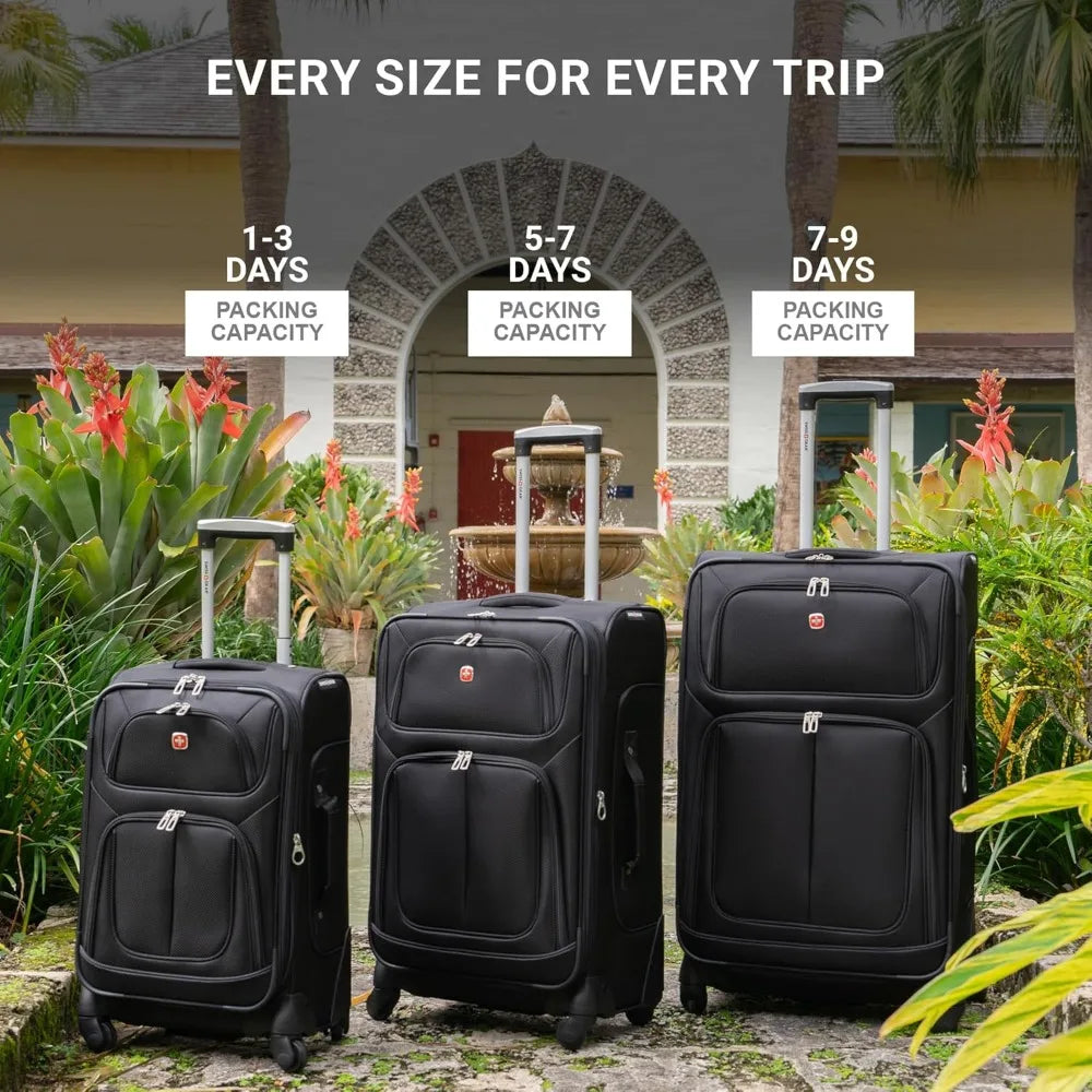 SwissGear Sion Expandable Softside Luggage, Black, Large Checked 29-Inch