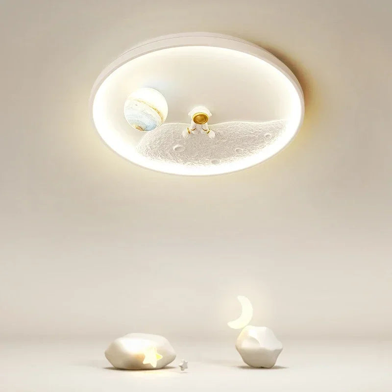 Modern Children's Room Astronaut LED Ceiling Light Bedroom Pendant Light Baby Cartoon Astronaut Moon Home Ceiling Light Fixture