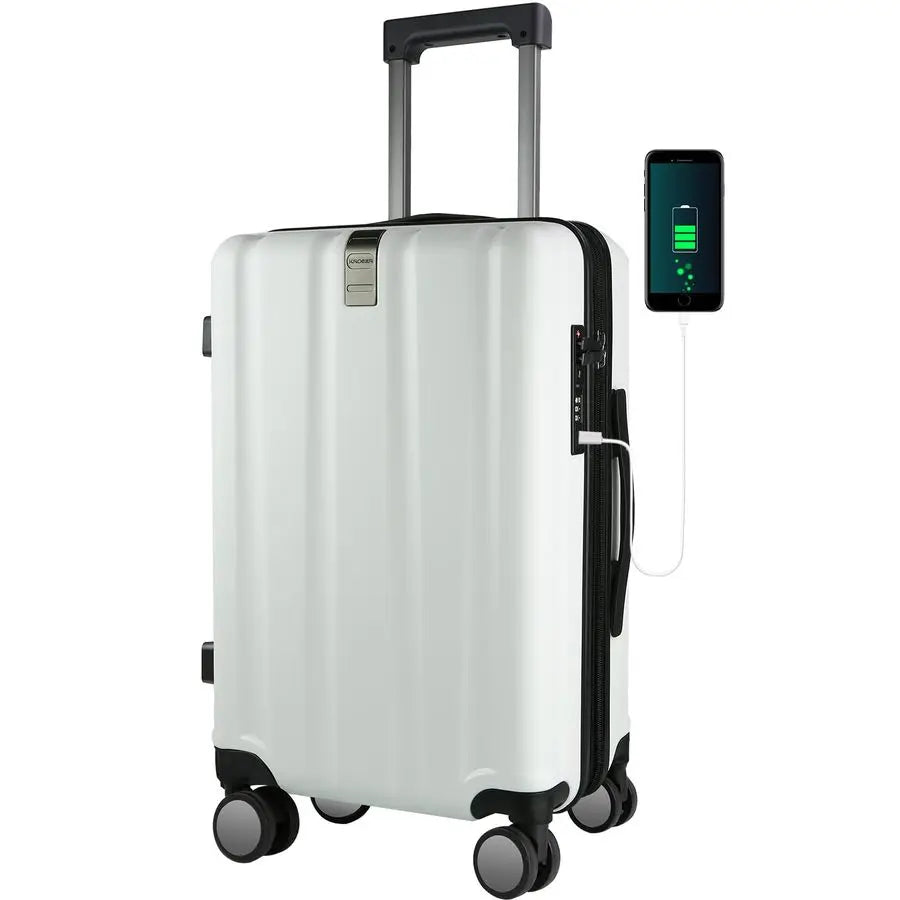 Expandable Carry On Luggage with Spinner Wheels amp Builtin TSA Lock, Durable Suitcase Rolling Luggage with USB Port, CarryOn 20