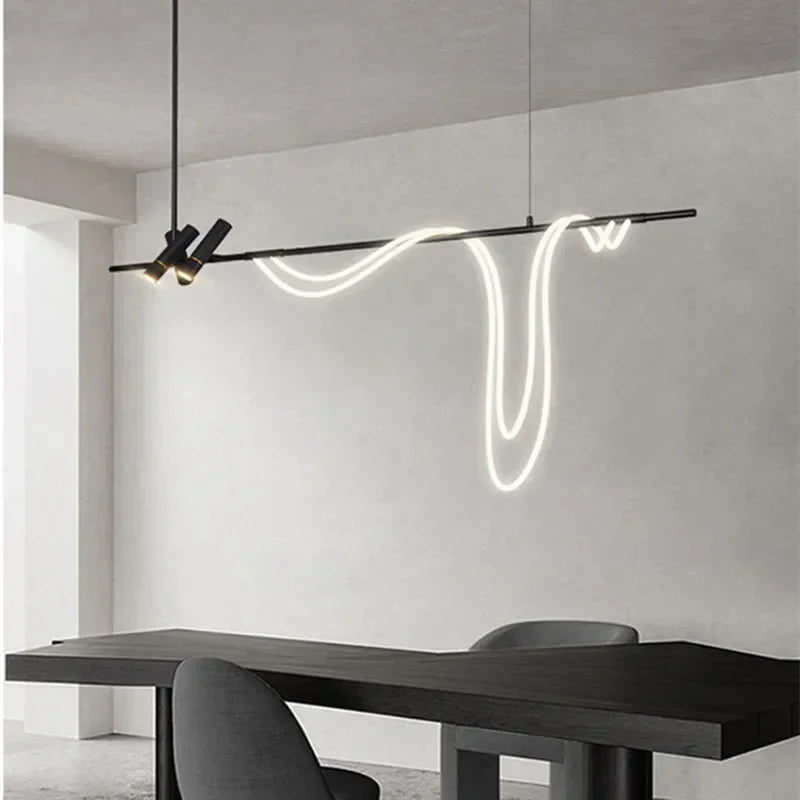 Nordic Designer Light Luxury High-end Sentimental Long Chandelier Exhibition Hall Kitchen Bar Home Decoration Pendant Lights LED