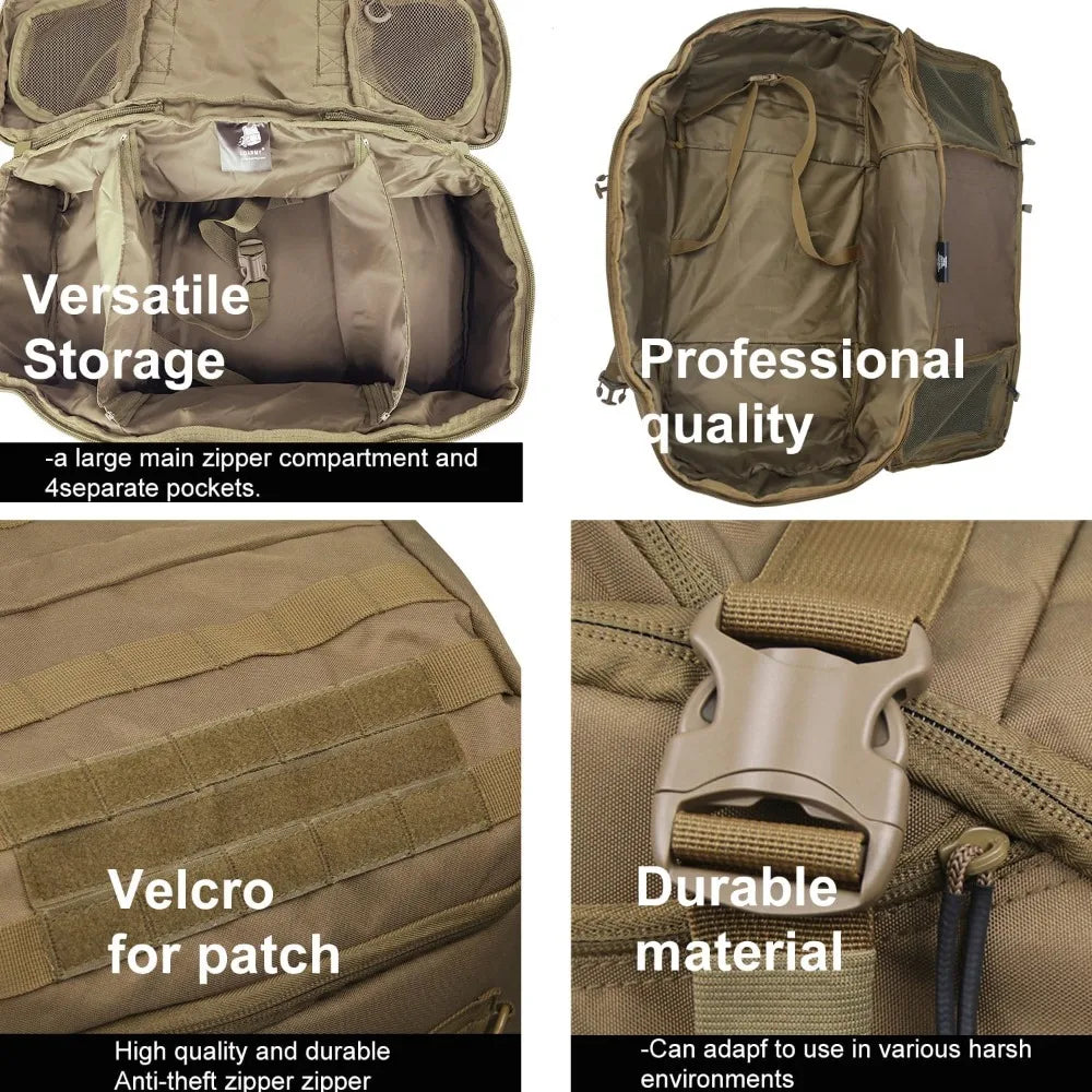 3-in-1 Military Duffle Bag – Backpack Gym Travel Weekender Bag for Men, Carry-On Size