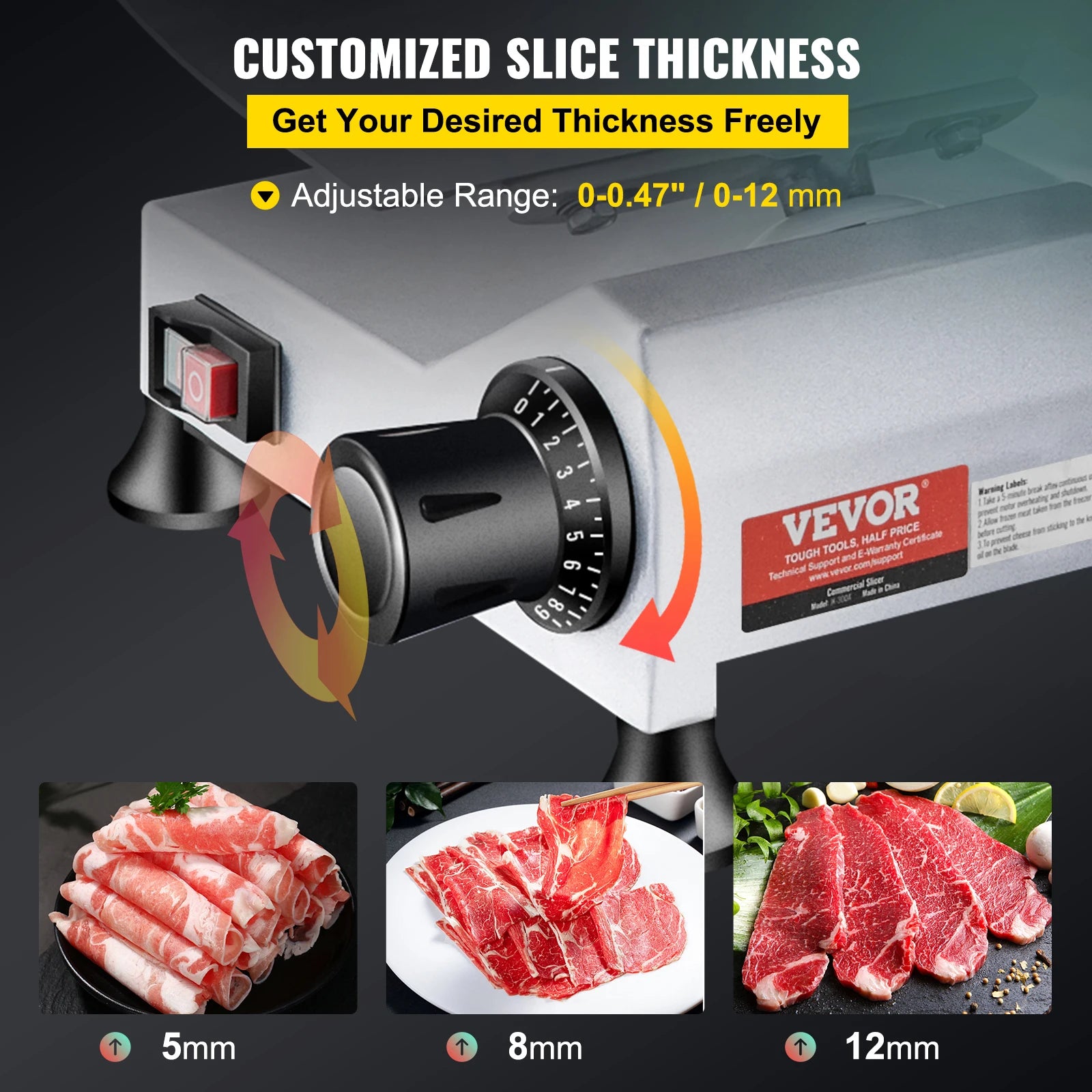 SucceBuy 240W Commercial Meat Slicer Electric Deli Food Slicer "10" Carbon Steel Blade Electric Food Slicer Kitchen Appliances