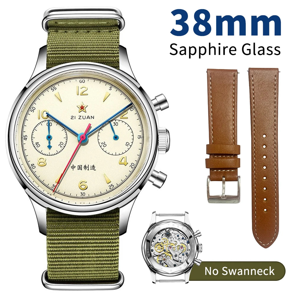 Seakoss 38mm 40mm Men's 1963 Chronograph Acrylic Sapphire Glass With Seagull ST19 Hand Winding Movement Male Mechanical Watches