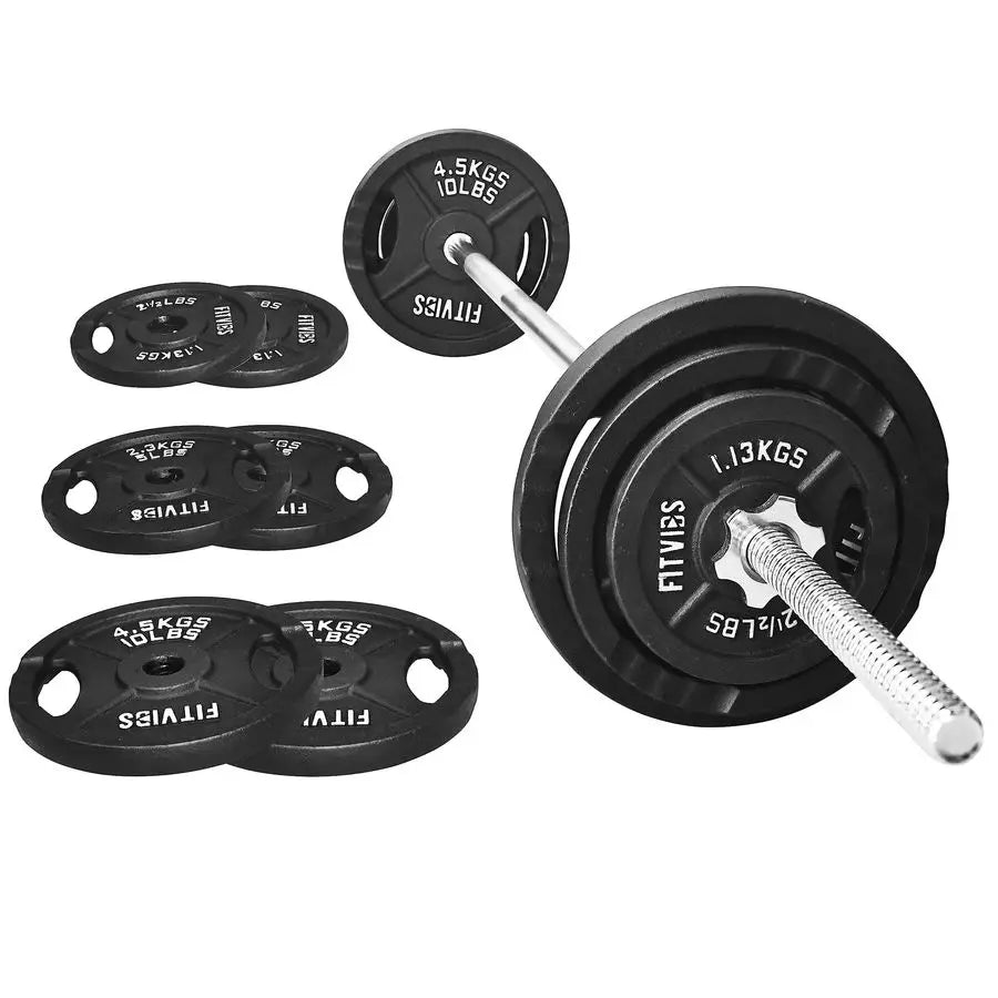 Barbell Weight Set, Cast Iron 1 Standard Weight Plates Including 5FT Standard Barbell Bar amp Star Locks, 45 Pounds Set 35 Lbs P