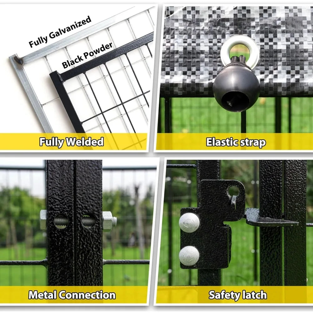 Heavy-Duty Outdoor Dog Run Enclosure with Roof - 8x4x6 Feet Large Dog Kennel, Heavy Gauge Steel Playpen for Dogs