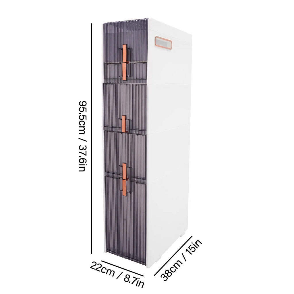 5-Tiers Bathroom Floor Cabinet 8.7*15*37.6in Storage Cabinet Narrow Standing Toilet Paper Holder
