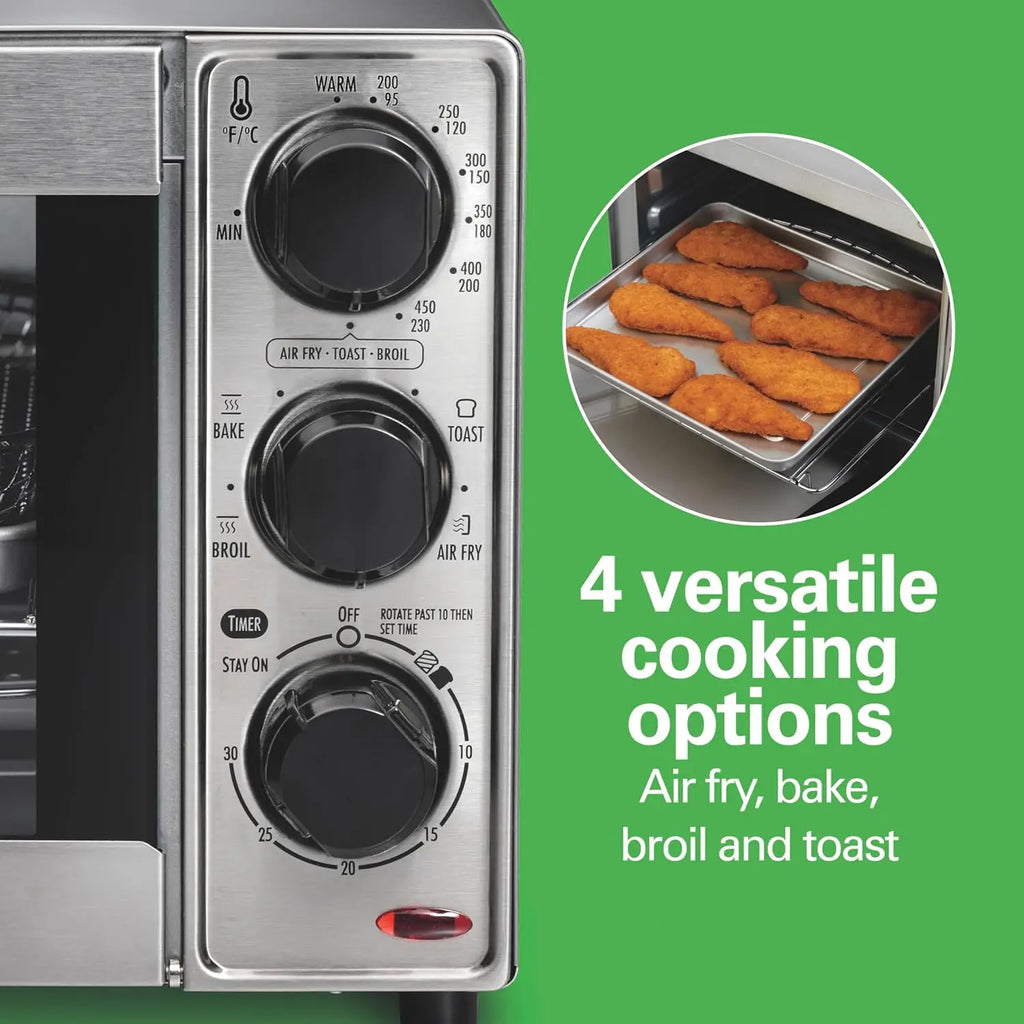 Sure-Crisp Toaster Oven Air Fryer Combo, 9' Pizza Fit, 4-Slice, Smooth Touch Can Opener