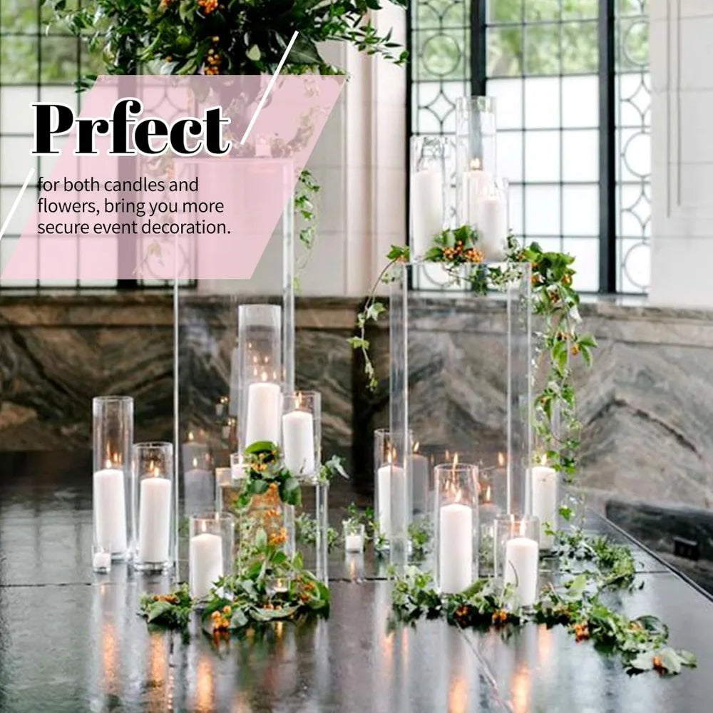 14 Inch Tall Glass Cylinder Vases for Wedding Centerpieces, Flower Arrangements, and Floating Candle Holders
