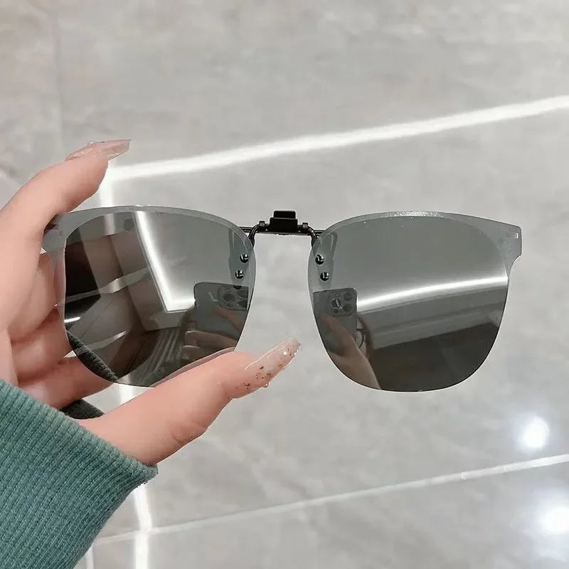Men Clip On Sunglasse Polarized Flip up Glasses Women Gradient Photochromic Anti UV400 Sunglasses Night Vison Goggles