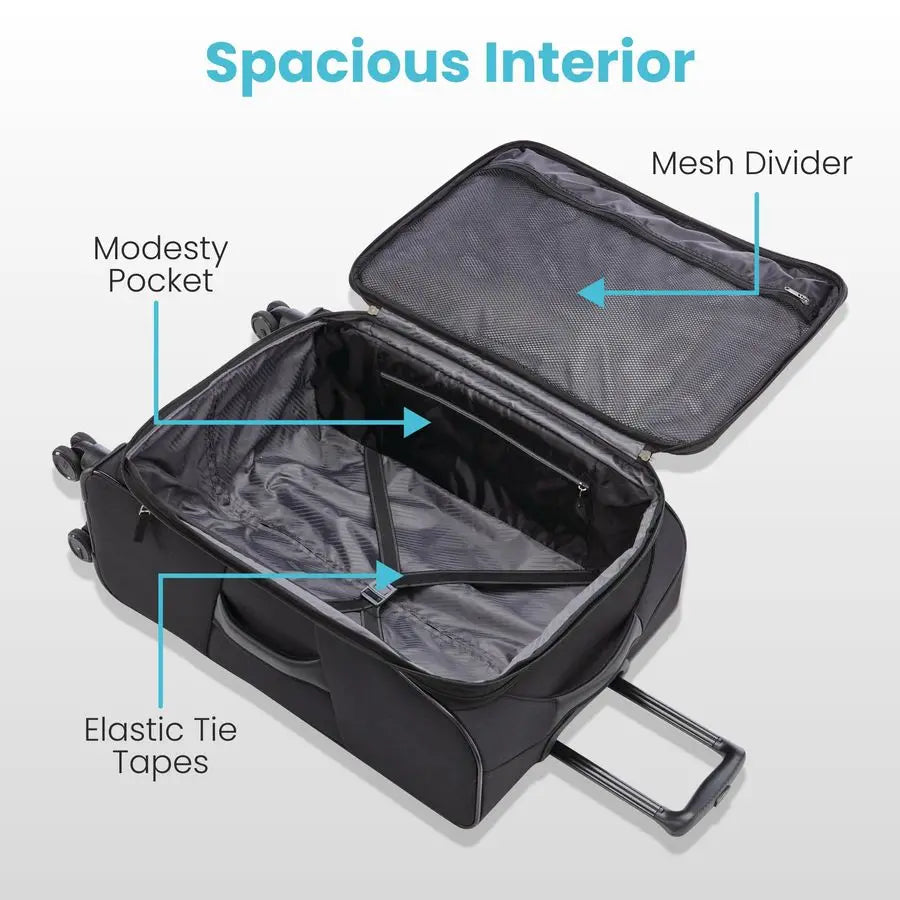KIX 2.0 Expandable Softside Luggage with Spinner Wheels, 20 SPINNER, BLACK