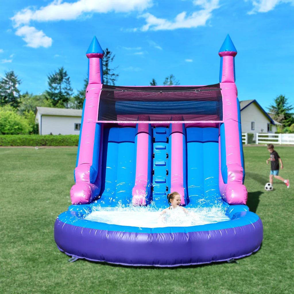 Inflatable Summer Outdoor Sildes Air Bounce Water amusement Play Equipment Inflatble Water Double Slide Bubble Ball Pit