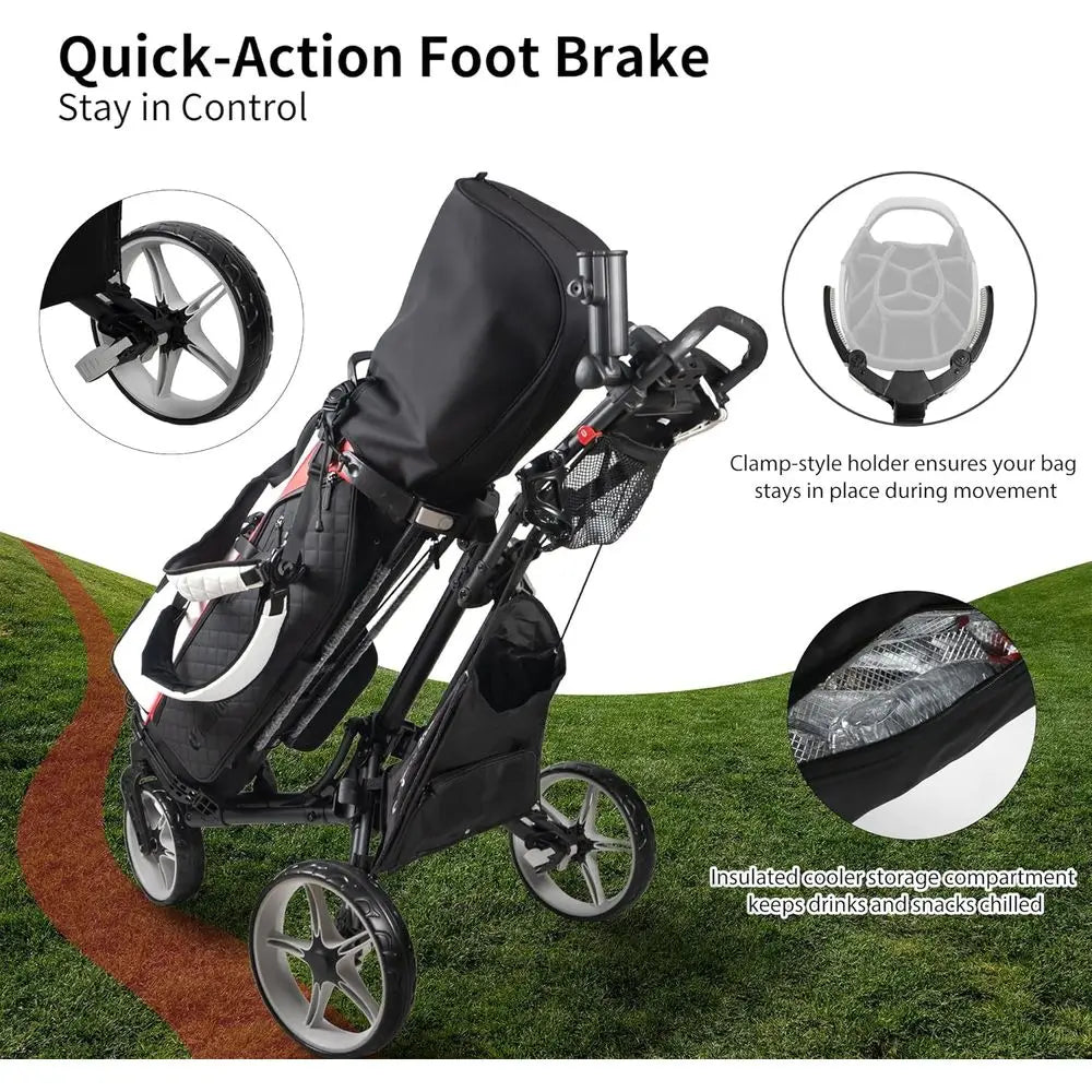Caddytek CaddyLite ONE-Swivel V8 Golf Trolley - Compact 3-Wheel Folding Cart with 360° Steering, Adjustable Handle, Cooler Baske