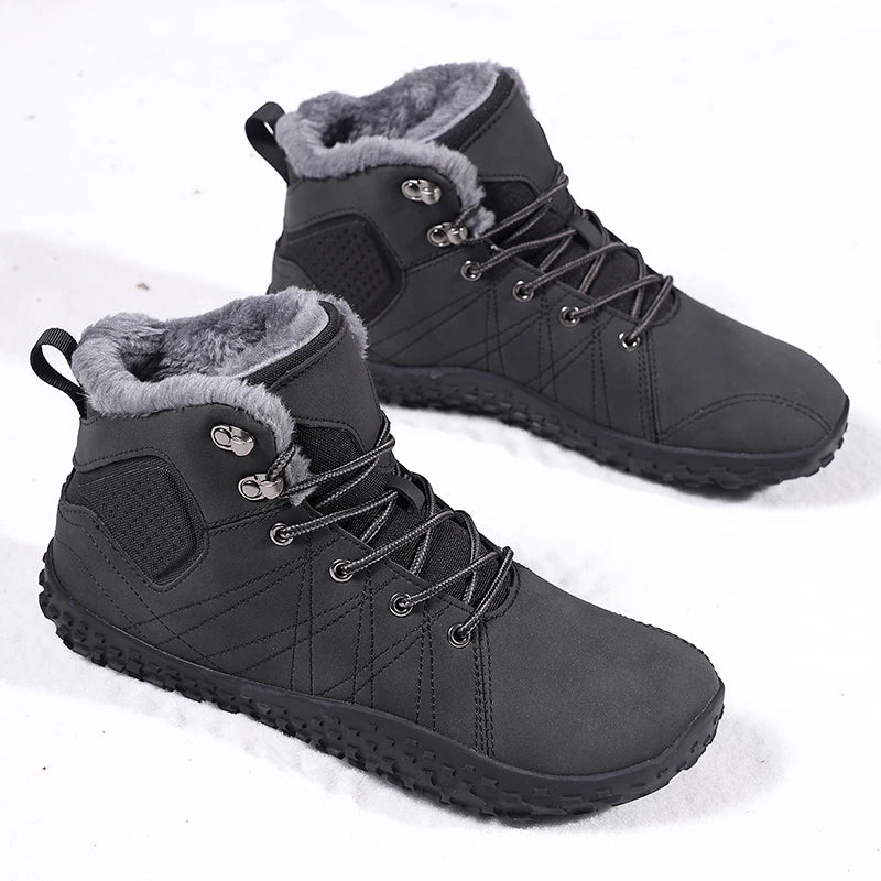 Winter Warm Wide Toe Barefoot Men Snow Boots Outdoor Cotton Boots Breathable Walking Hiking Shoes Comfortable Casual Sneakers