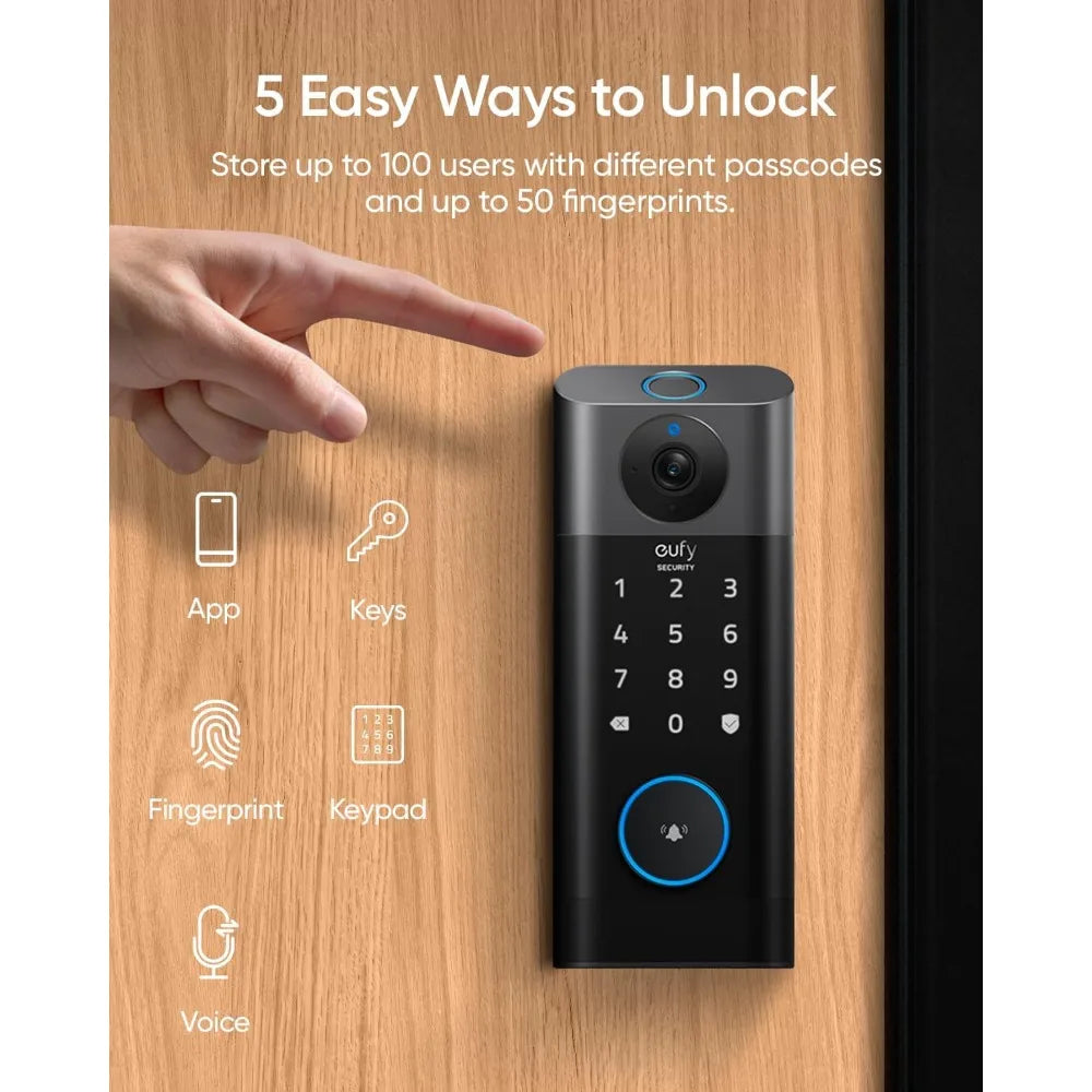 Video Smart Lock S330, 3-in-1 Camera+Doorbell+Fingerprint Keyless Entry Door Lock, Smart Wi-Fi Deadbolt for Front Door, App Rem