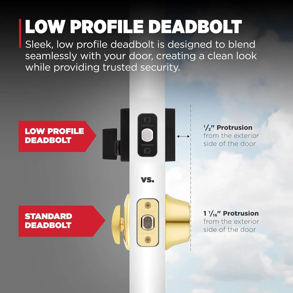 Matte Black Square Exterior Keyed Deadbolt Lock, SmartKey Rekey Security with Microban Protection