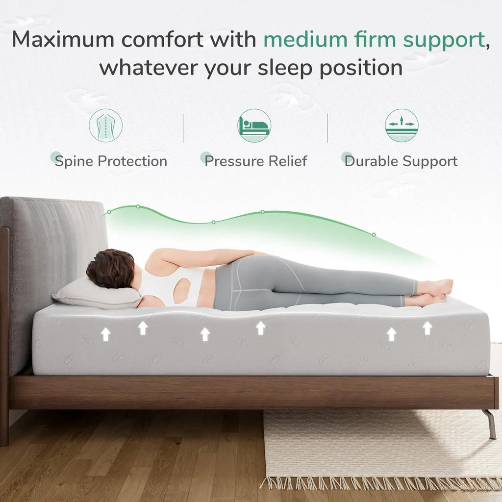 Full/Queen/King Size Memory Foam Mattress Comfort Foam Pressure Relief Cool Fresh Sleep, Remov Washable Cover