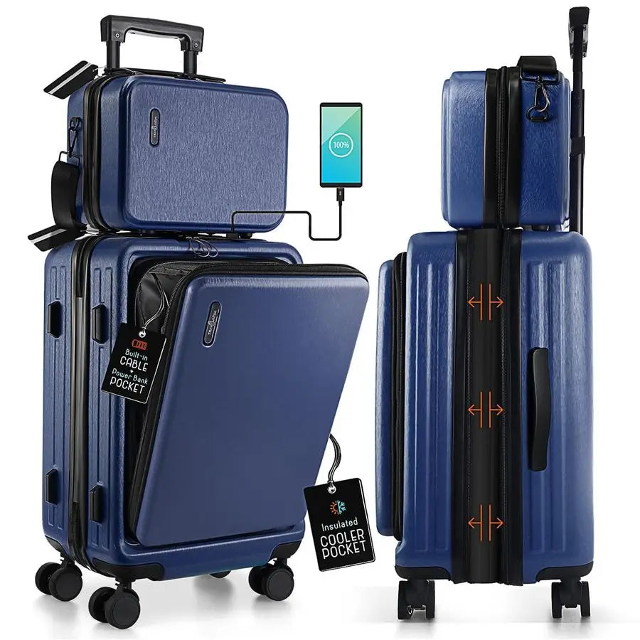 Inch Carry On Luggage, Carry On Suitcase with Wheels, Hardside Luggage CarryOn, Expandable Navy Small Suitcase, Hard Shell Carry
