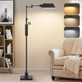 Traditional Adjustable Pharmacy Floor Lamp, 350° Swing Arm, 3-Tone LED Standing Lamp with Metal Shade, Black – for Living Room,