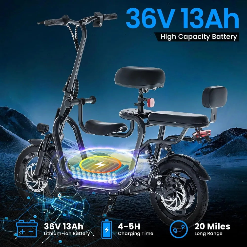 Electric Scooter with Seat for Adult, 36V Electric Scooter with 500W Peak Power Motor, 20 Mile Range, 17.4mph, Dual Brakes