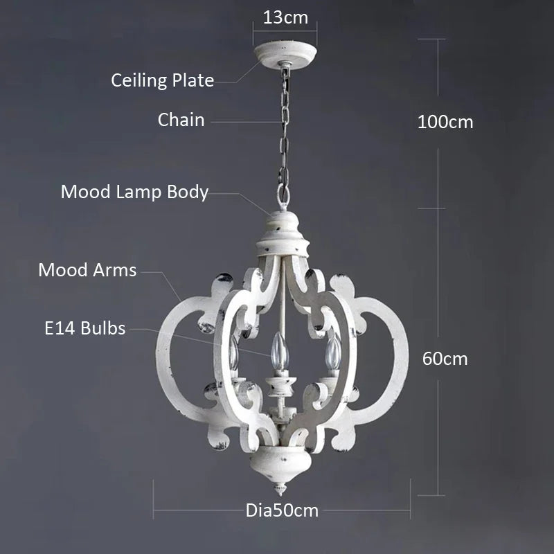Vintage Wood Led Chandelier Lighting for Living Room Bderoom Kitchen Chandeliers Farmhouse Loft Retro Indoor Lamp Lights Fixture