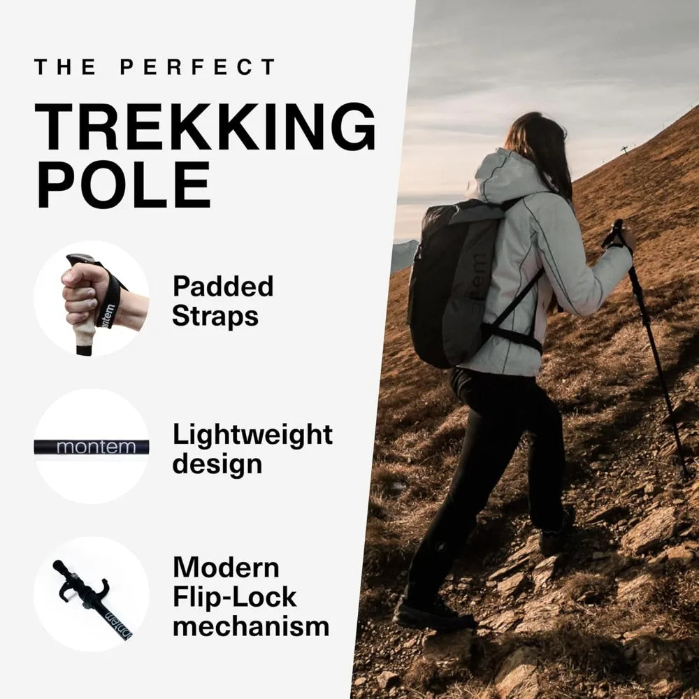 Ultra Light 100% Carbon Fiber Trekking, Walking, and Hiking Poles - One Pair (2 Poles) - Ultra Light, Quick Locking, Foldable