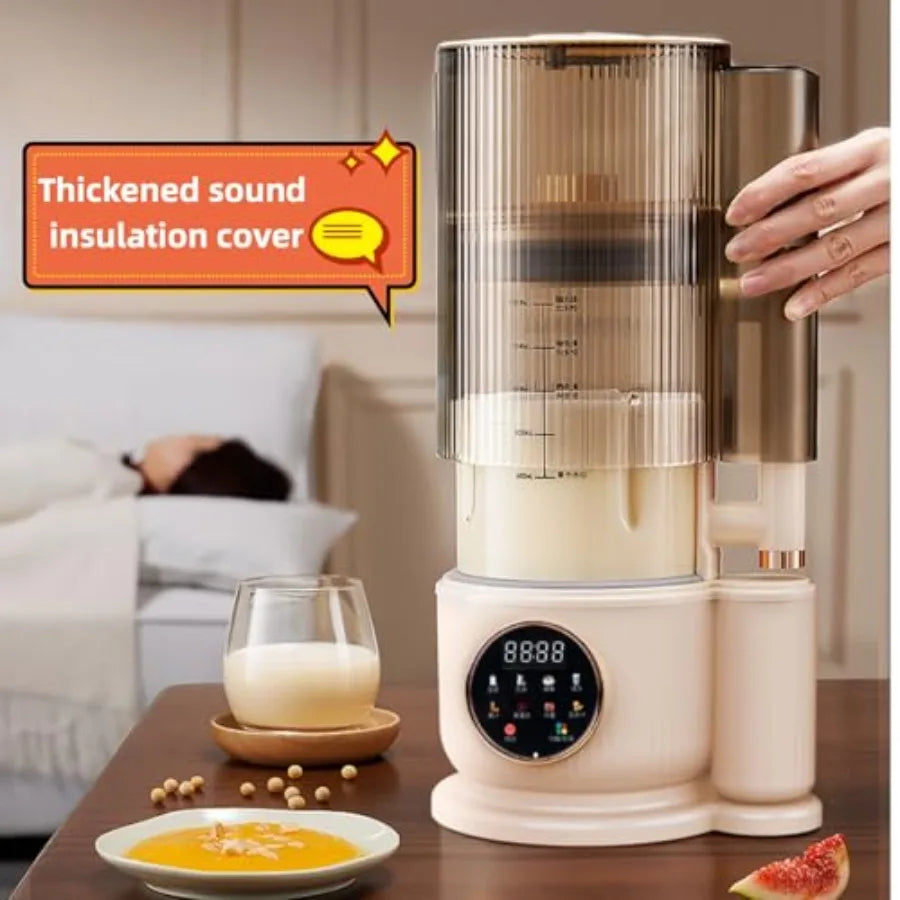 8 IN 1 Noise Reducing Nut Milk Maker Machine with 1500ml Capacity for Soy Milk Countertop Blender with Soundproof Cover 2H Heat