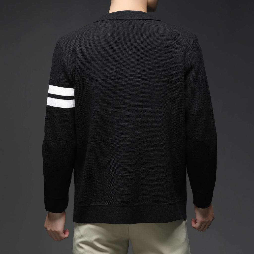 Men's knitted cardigan collar autumn and winter men's sweater fashion versatile leading sweater jacket