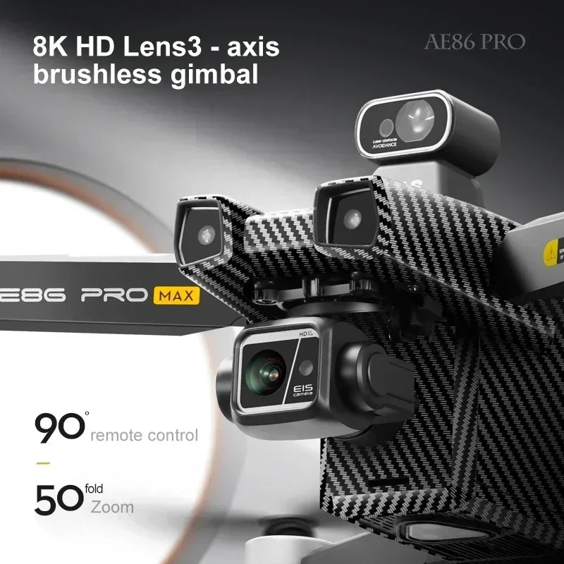 AE86 PRO Max+ Profesional Drone with 8K HD Camera 3-axis gimbal Aerial Photography Obstacle Avoidance FPV GPS Dron RC Quadcopter