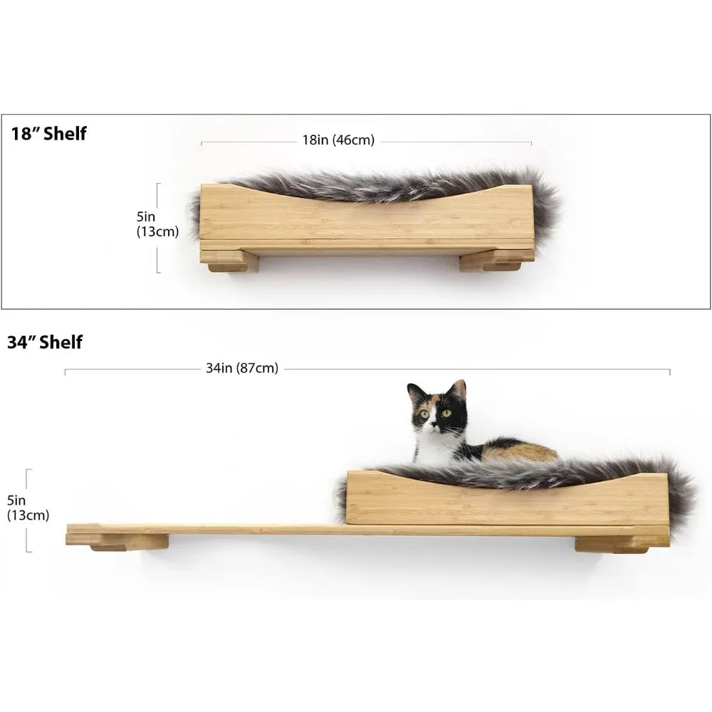 Modern Bamboo Cat Bed - Warm Plush Pet Nest Bed - Modular Design for Indoor Cats - Comfortable Sleeping Solution