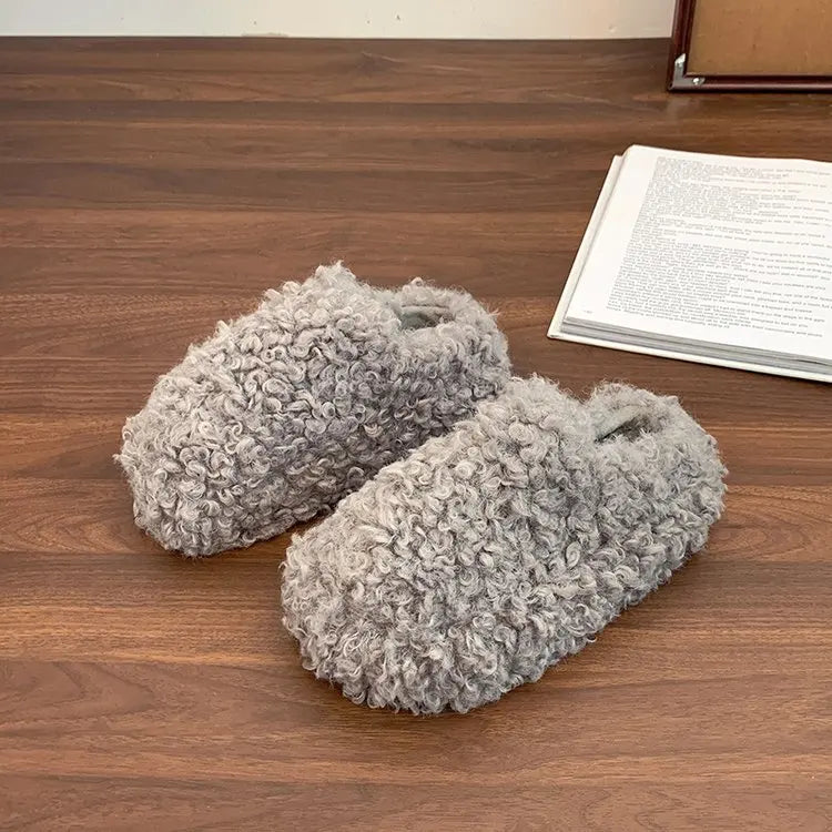 Luxury Plush Slippers for Women 2025 Cover Toe Fur Slides Casual Platform Flip Flops Pantofle New Shoes