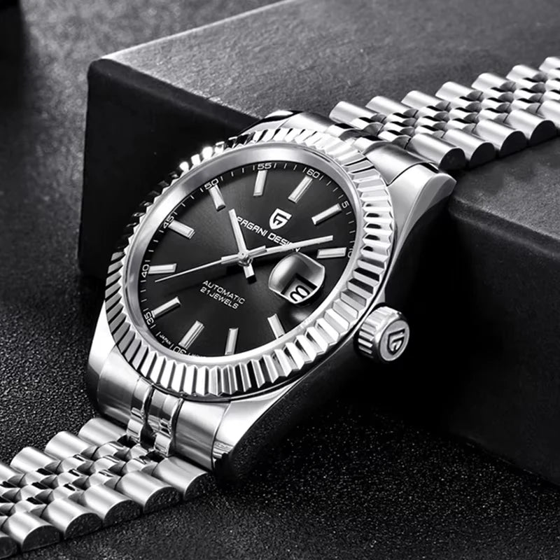 PAGANI DESIGN Mechanical Watch Men Top Brand Sapphire Automatic Watch Stainless Steel 100M Waterproof Men Watch Gift RelojHombre