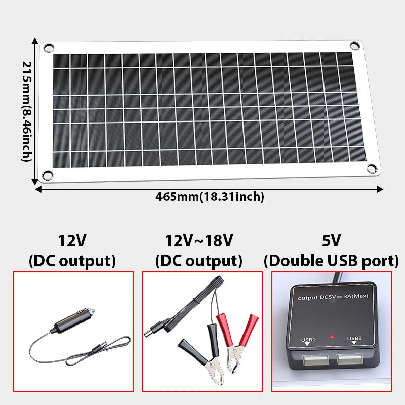 1000W Solar Power Kit - 12V Solar Panel 100A Controller for RV Tent Camping Fishing Outdoor LED Light & Battery Charging