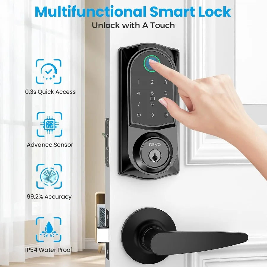 G10 Smart Lock with Fingerprint - 6-in-1 WiFi Deadbolt Keyless Entry BHMA Certified IP54 Waterproof Front Door Lock APP Remote