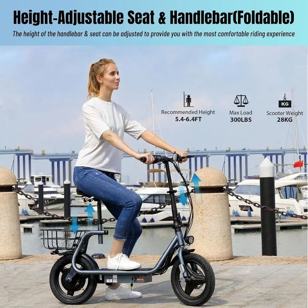 14 Tire Foldable Electric Scooter 1200W/800W/500W, 30 Miles Range, 20MPH, 300lbs Load, Dual Brake System，Customized