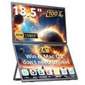18.5" Triple Portable Monitor 100Hz 1080P Large Folding Stacked External Mobile Computer Display for Laptop PC Phone Game Consol