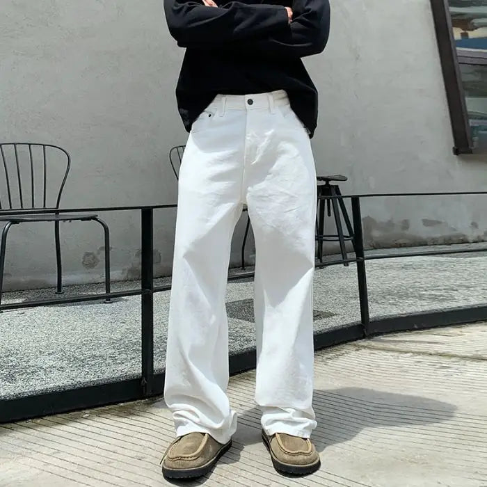 2025 New Autumn Causal Streetwear Y2K Jeans Men's Korean Style Fashion Loose Straight Wide Leg Pant Men's Versatile Draped Jeans