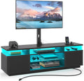TV Stand with Mount and Power Outlet 51.2", Swivel TV Stand Mount for 32/45/55/60/65/70 inch TVs, Modern Entertainment Center
