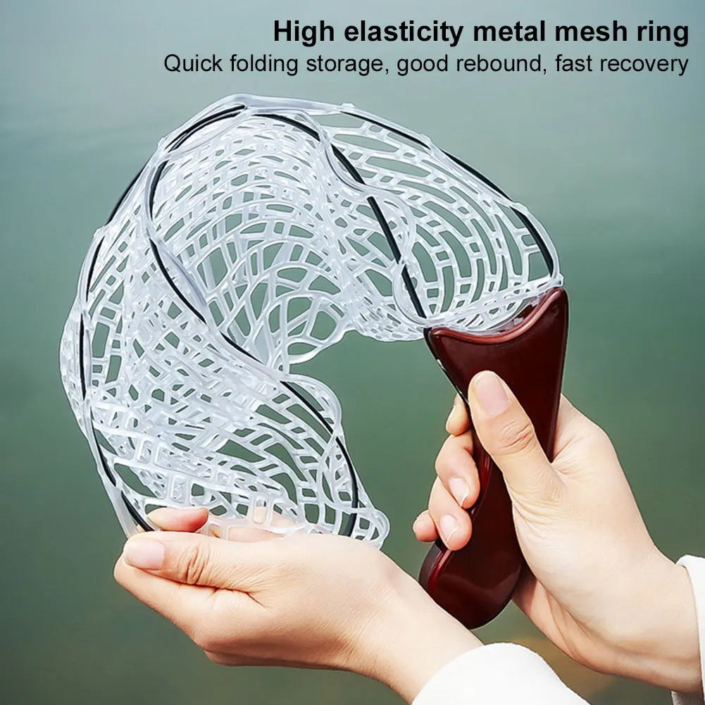 Fishing Landing Net Wooden Handle Collapsible Fish Net Fly Fishing Net Outdoor Fishing Tool