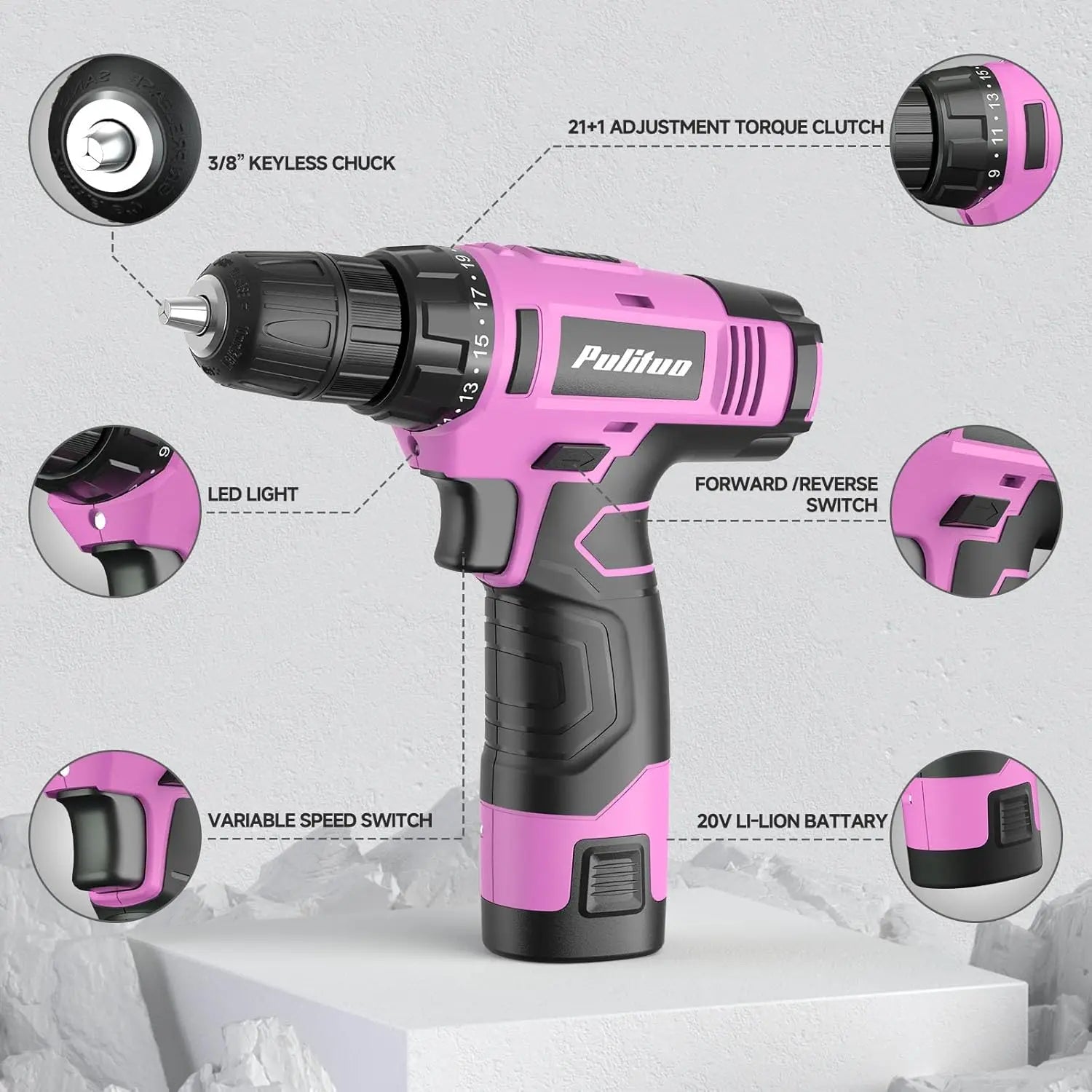 148-Piece Pink Cordless Drill Tool Set with 12V Electric Drill, Hand Tools & Storage Box for Home DIY Projects