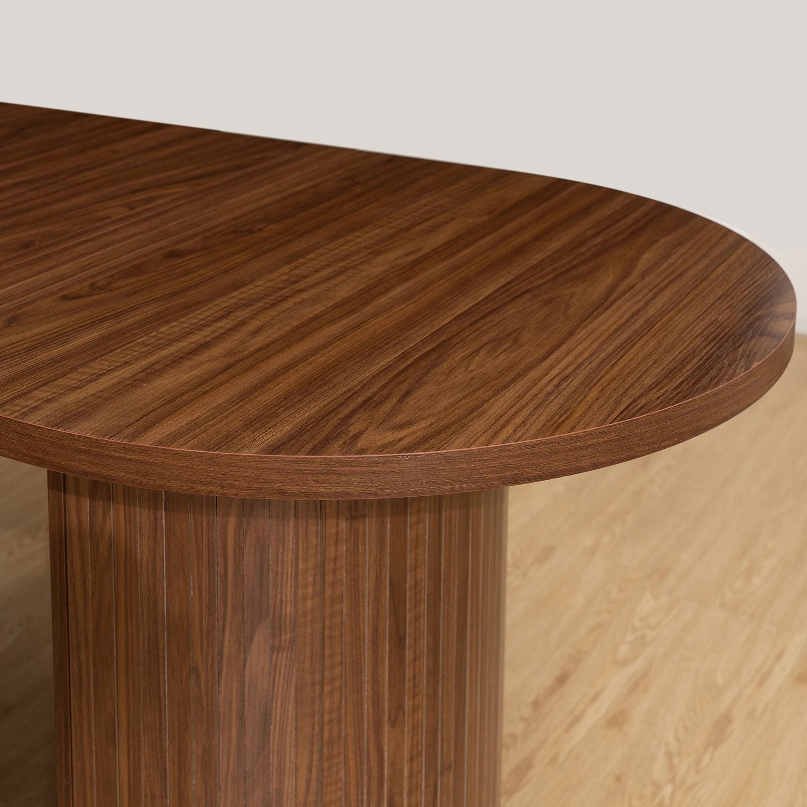 70.8" Oval Dining Table for 6-8 Person Kitchen Table with Semi-Cylindrical Legs Base Large Wooden Round Dining Room Table Modern