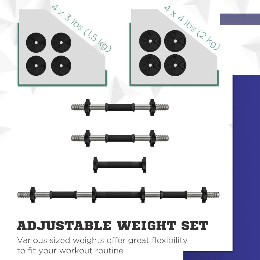 33LBS 2-in-1 Adjustable Barbell and Dumbbells Set Weights Set with Non-slip Handles for Men and Women Home Gym Training