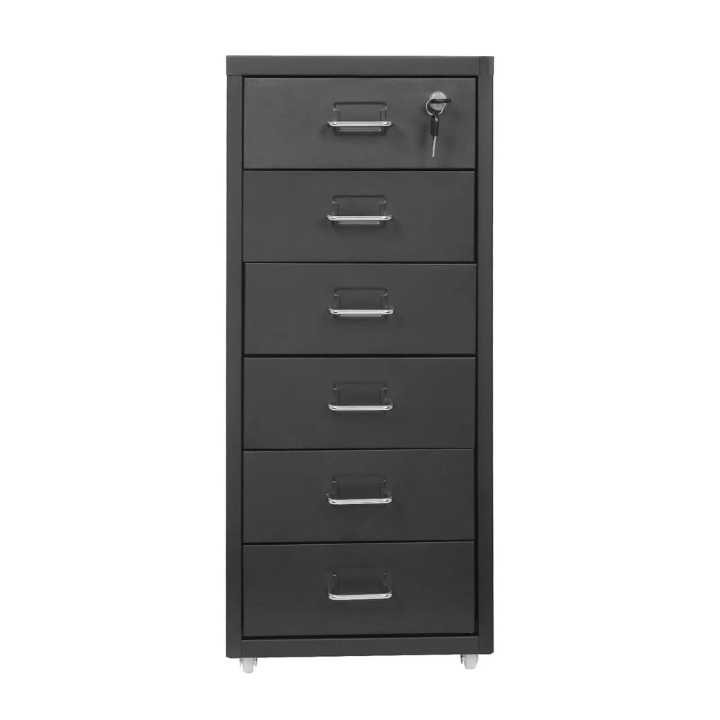 6 Drawer Vertical File Cabinet with 1 Lock, Filing Cabinet under Desk Office Storage with Wheels, Desk Drawers for Home Office