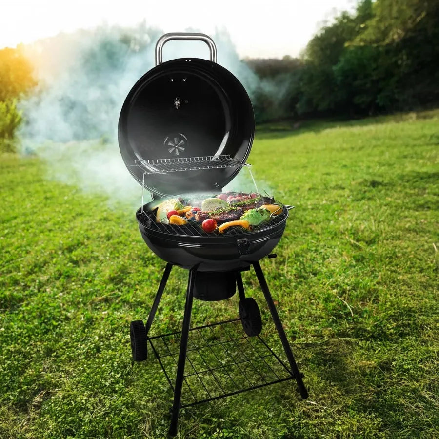 Grill Boss Charcoal Kettle Grill with Large 22-Inch Cooking Area - Ideal for Outdoor BBQ Tailgating Camping and Backyard Grilli