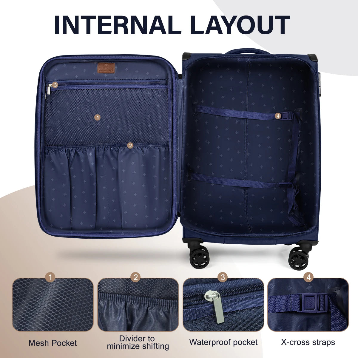 Softside Luggage Expandable 3 Piece Set Suitcase Upright TSA Lock Softshell Lightweight Luggage Travel Set 20inch 26inch 28inch