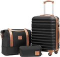 3 Piece Hardside Spinner Luggage Set with TSA Lock, Carry-On Size, Black (Large, Medium, Small)