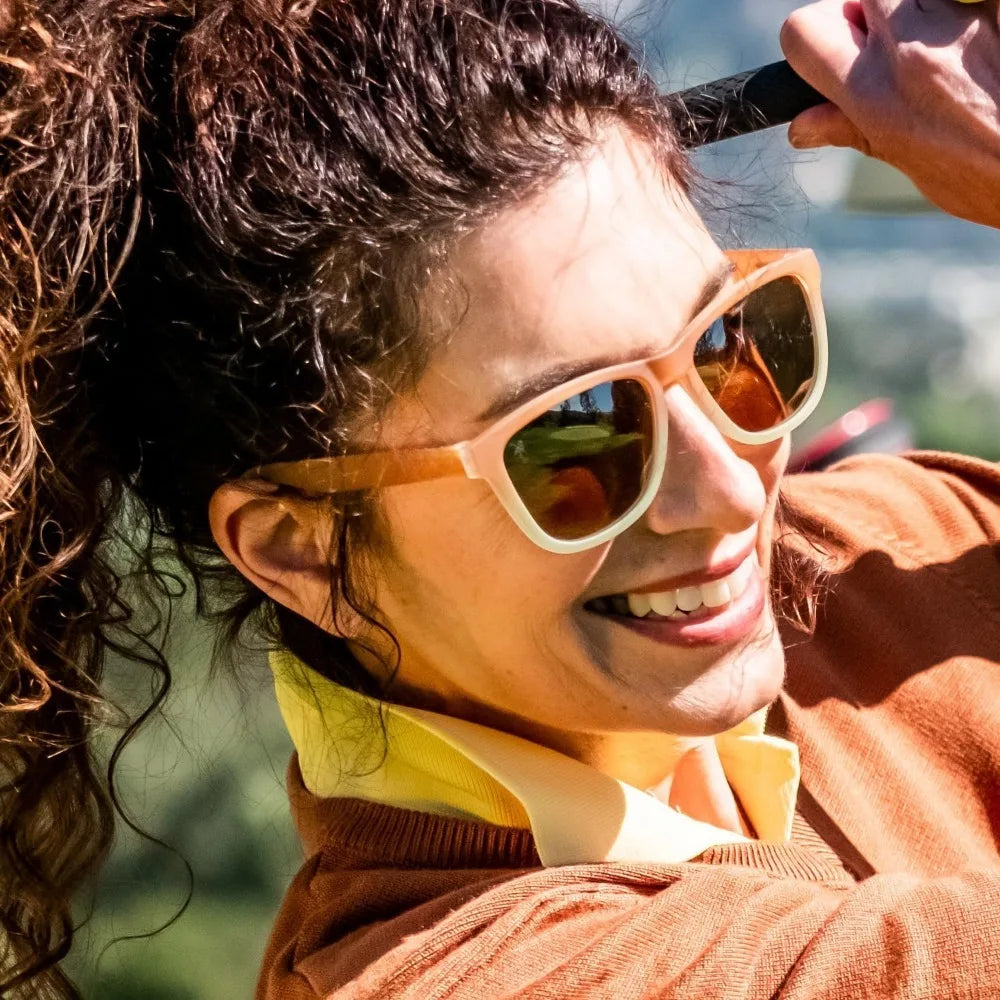 goodr Three Parts Tee Polarized for Men & Women Medium Sized (OG), Light Brown Translucent Frame with Copper Non-Reflective