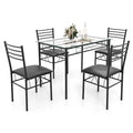 5Piece Dining Table Set for 4, Modern 3 8 Tempered Glass Kitchen Room Table with 4 Upholstered Dining Chairs, SpaceSaving Dinett
